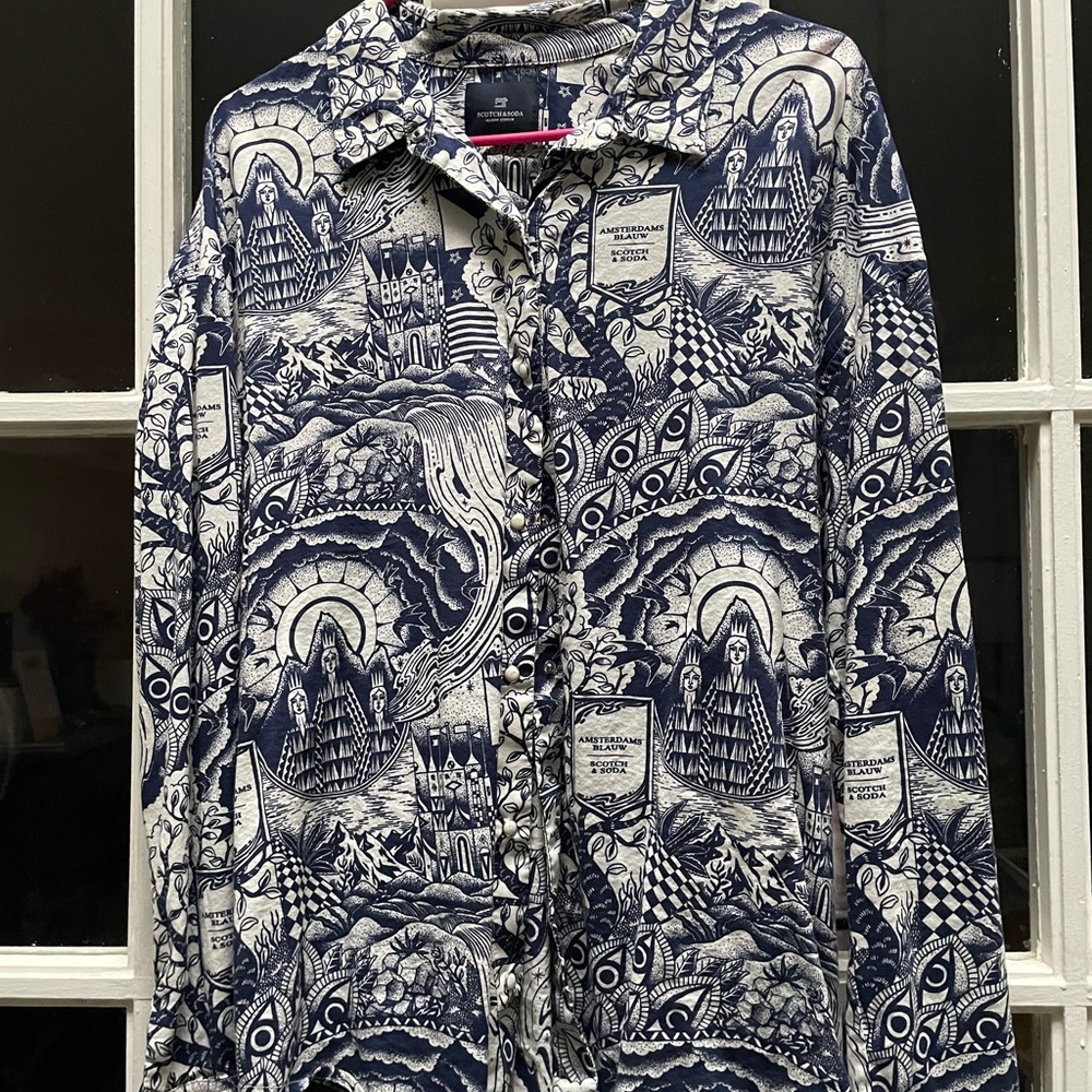 Scotch and Soda iconic print long sleeve silk